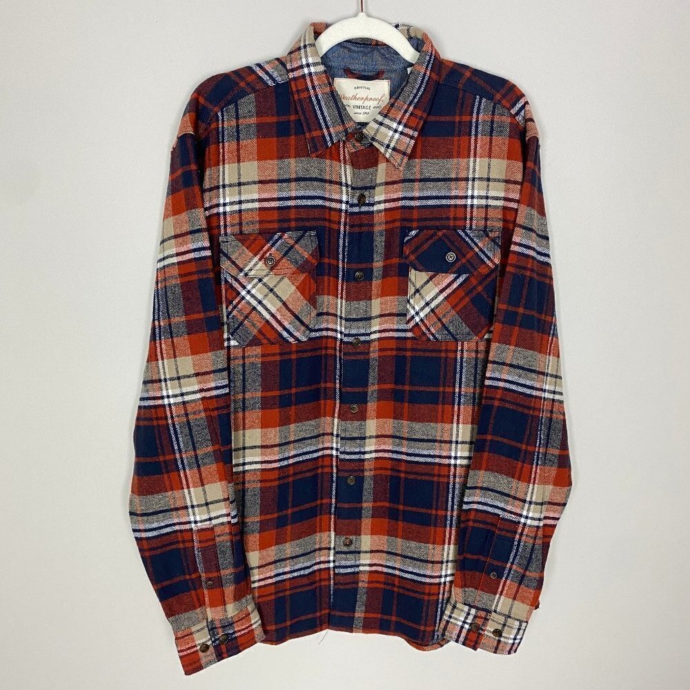 Weatherproof Vintage Plaid Flannel Button Down Long Sleeve Shirt Mens Size Large